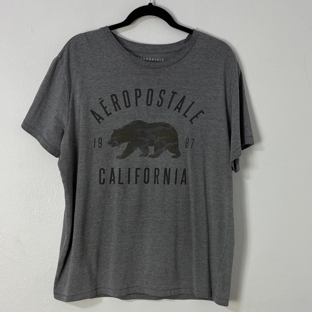 Y2K Aeropostale 1987 California Camo Bear Graphic T-Shirt Gray Mens‎ L Nostalgia